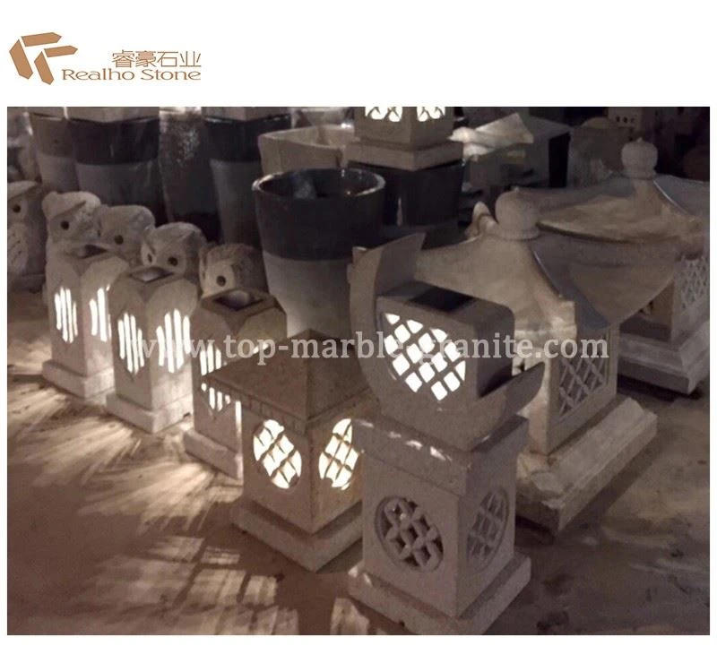 granite lantern with solar light