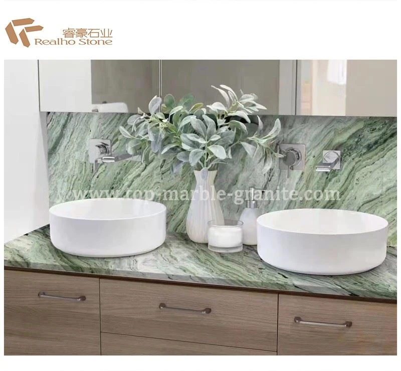green marble bathroom countertop