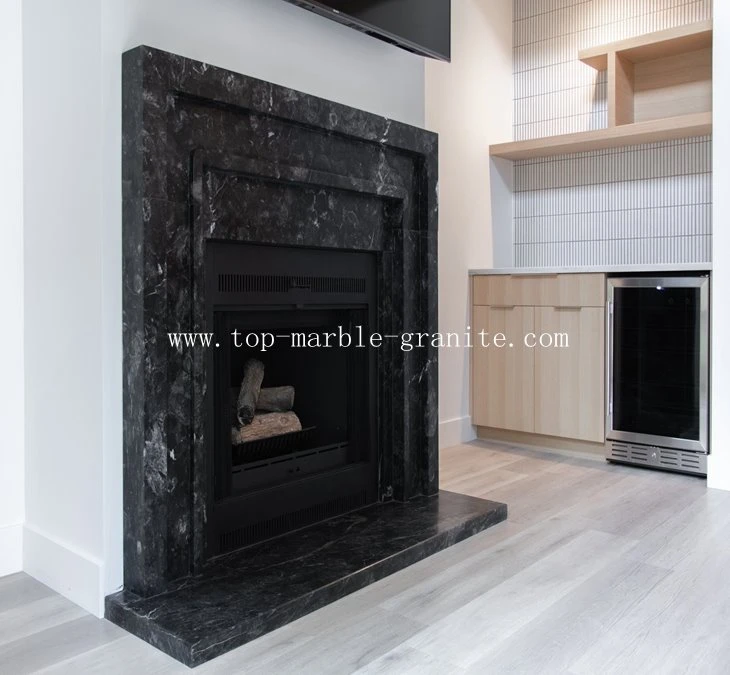 Black Stylish Marble Fireplace Black Stylish Marble Fireplace