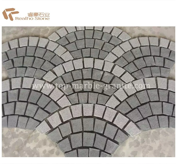 Fan shape granite pavings