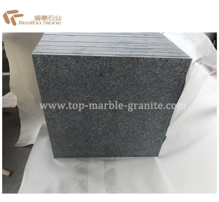 Angola Black Granite With Leathered Surface Tiles