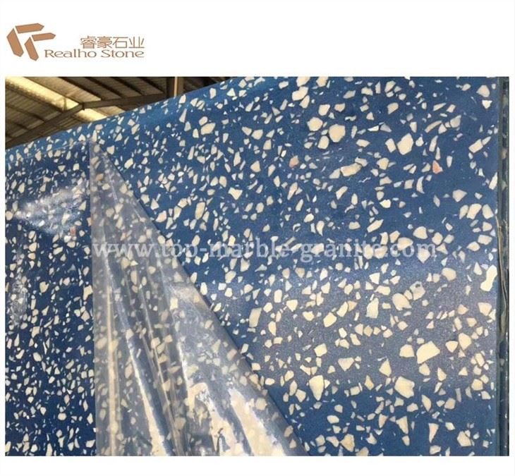 blue terrazzo tile